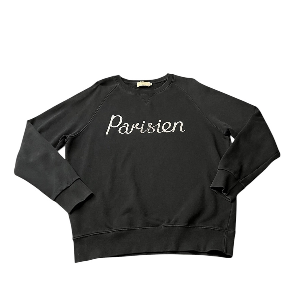 MAISON KITSUNÉ Black "Parisien" Crewneck Sweatshirt Size XL